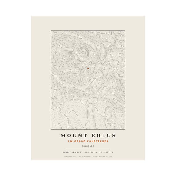 Mount Eolus topographic map print