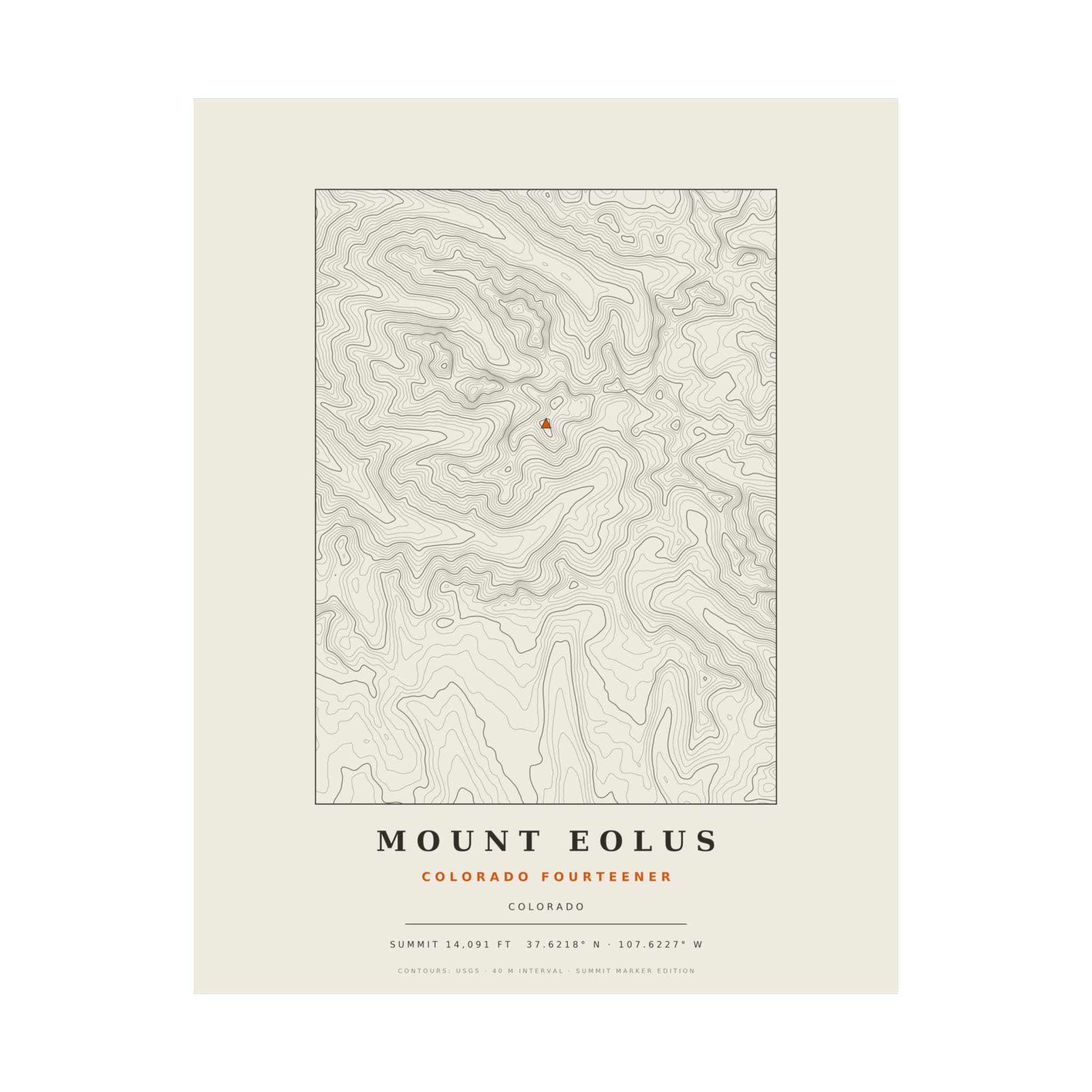Mount Eolus topographic print