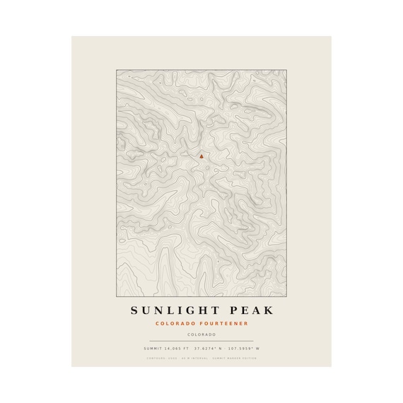 Sunlight Peak topographic map print