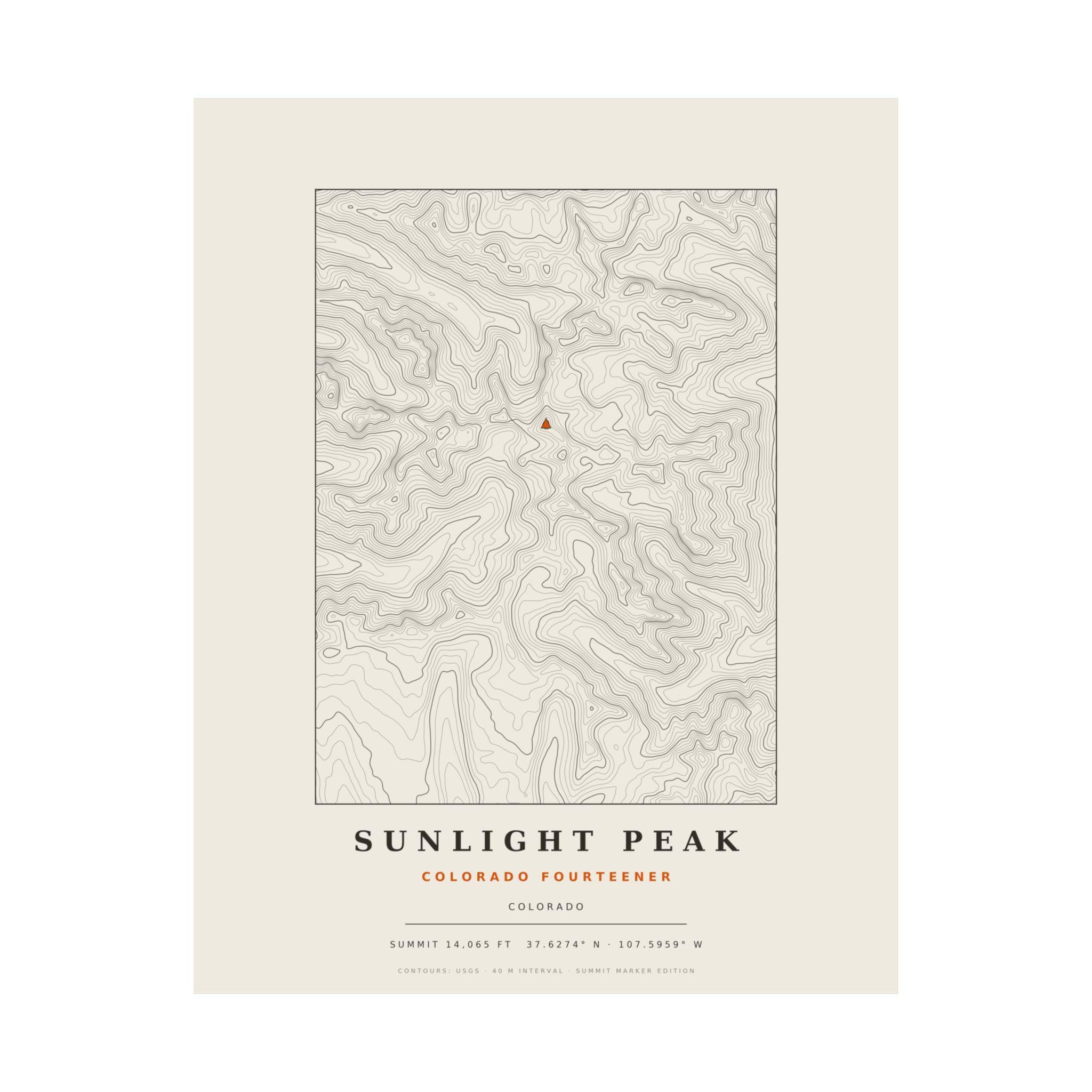 Sunlight Peak topographic print