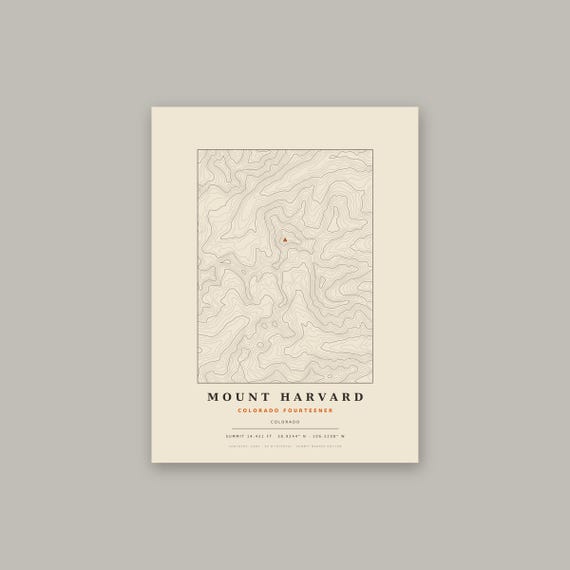Mount Harvard topographic map print