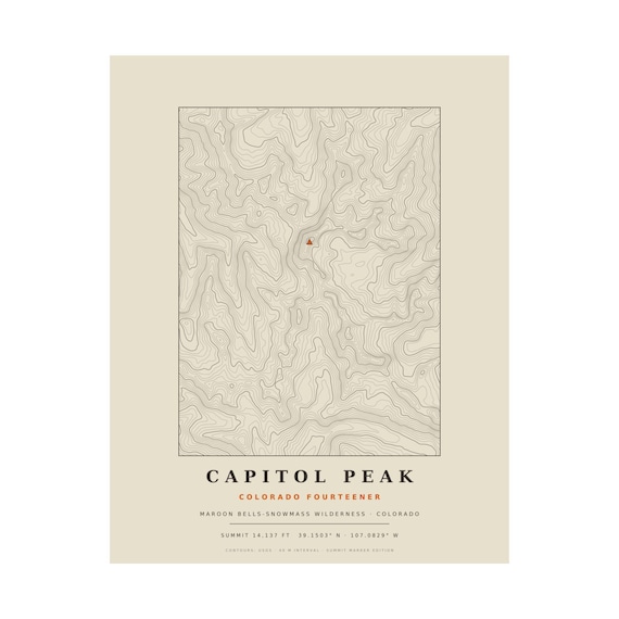 Capitol Peak topographic map print