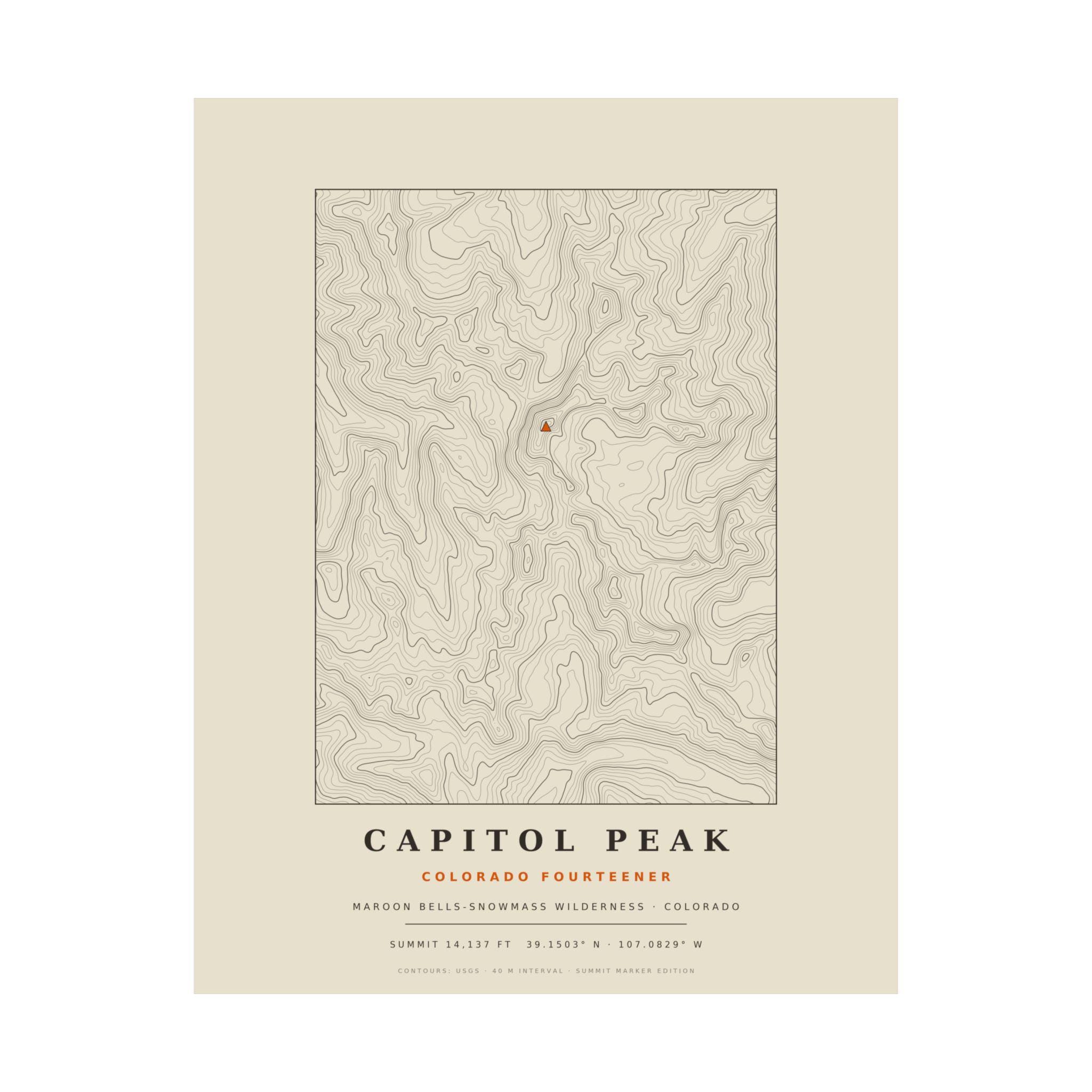 Capitol Peak topographic print