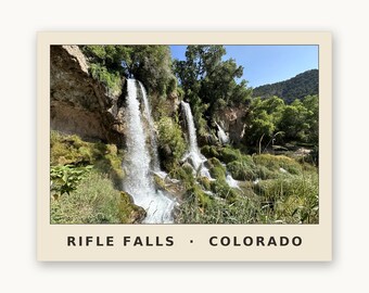Impresión fotográfica de la triple cascada de Rifle Falls / Arte mural de cascadas de Colorado