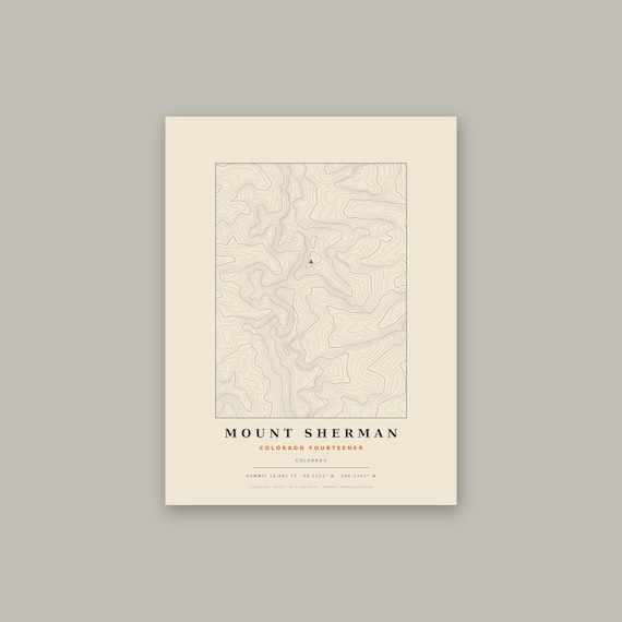 Mount Sherman topographic map print