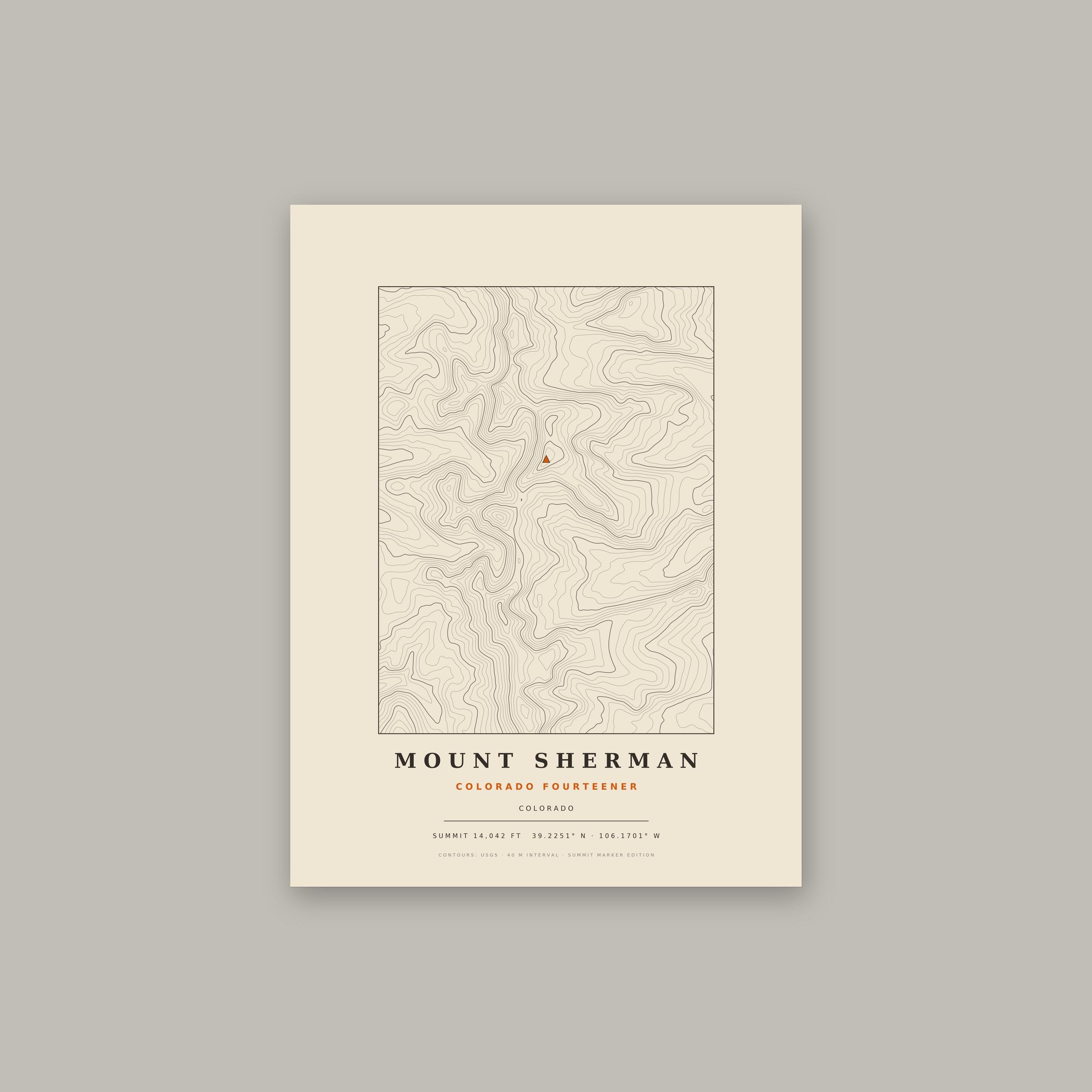 Mount Sherman topographic print