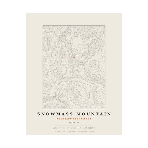 Snowmass Mountain topographic map print