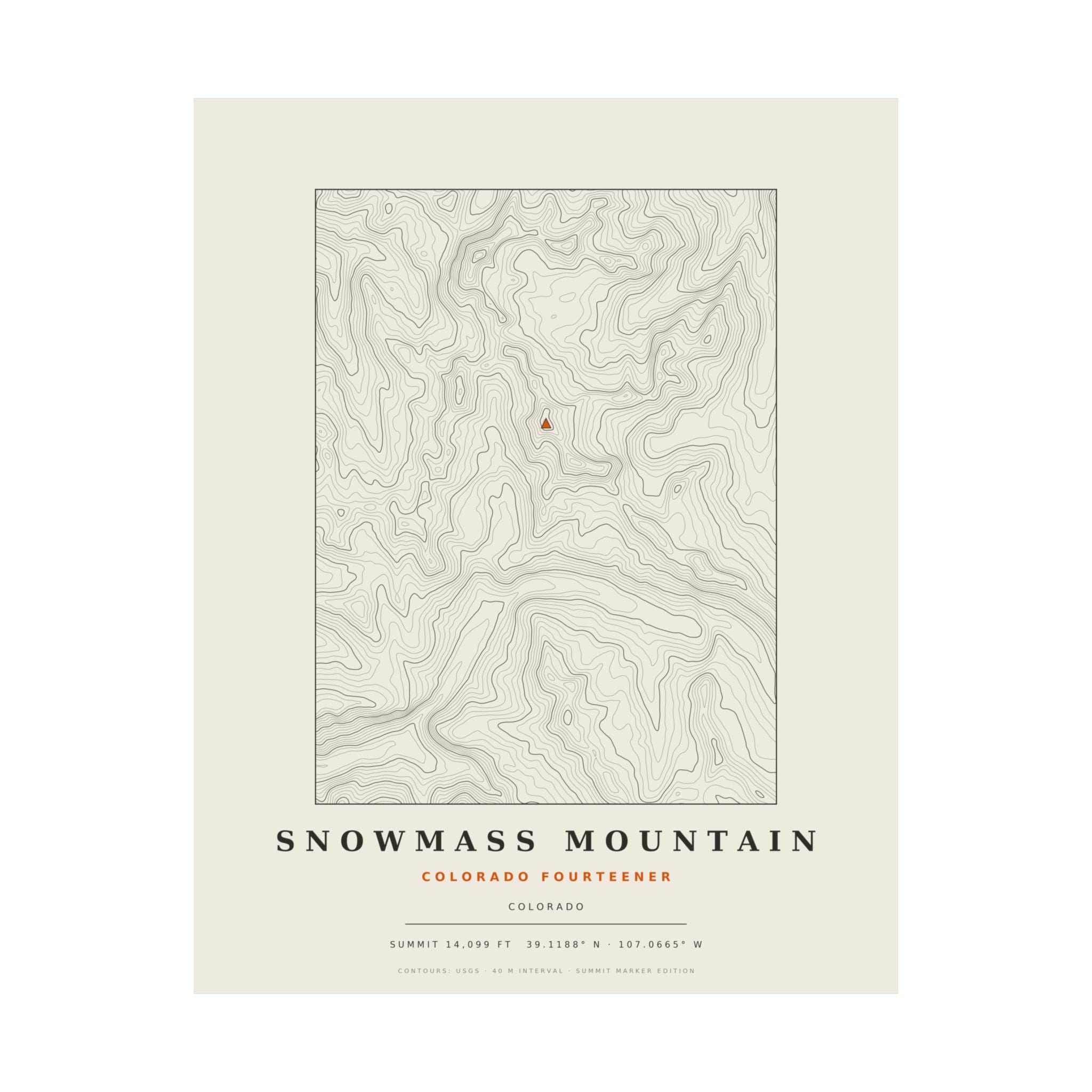 Snowmass Mountain topographic print