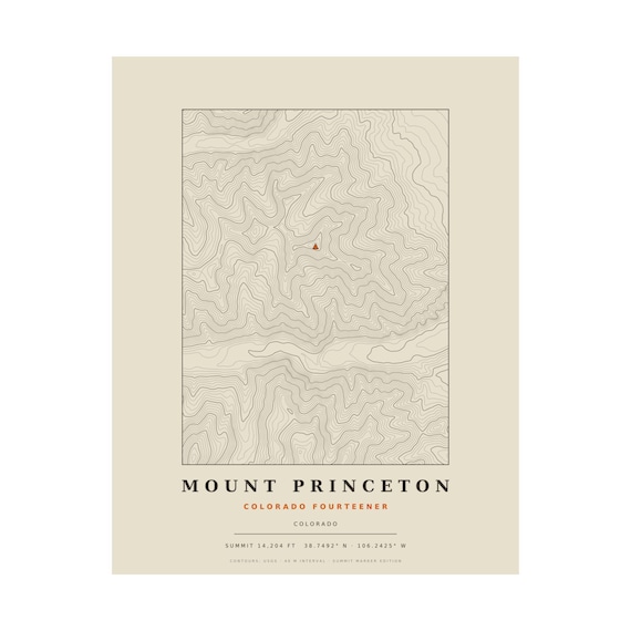 Mount Princeton topographic map print