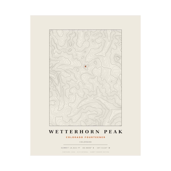 Wetterhorn Peak topographic map print