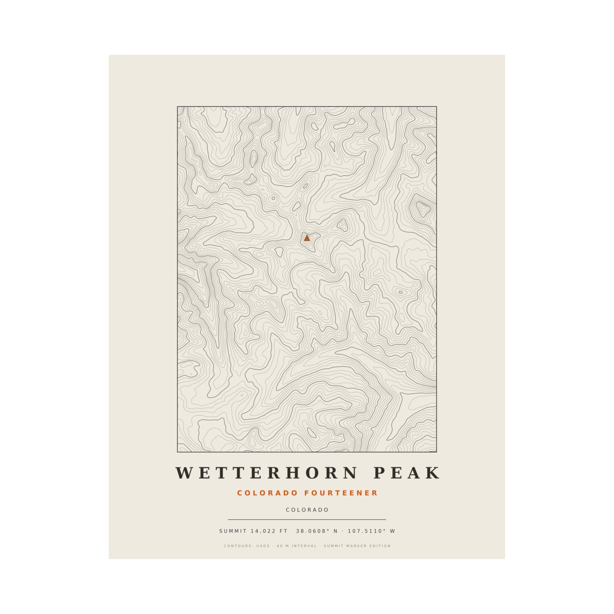Wetterhorn Peak topographic print