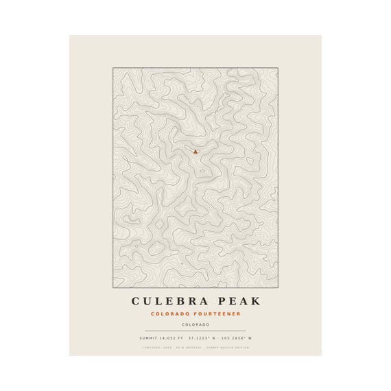 Culebra Peak topographic map print