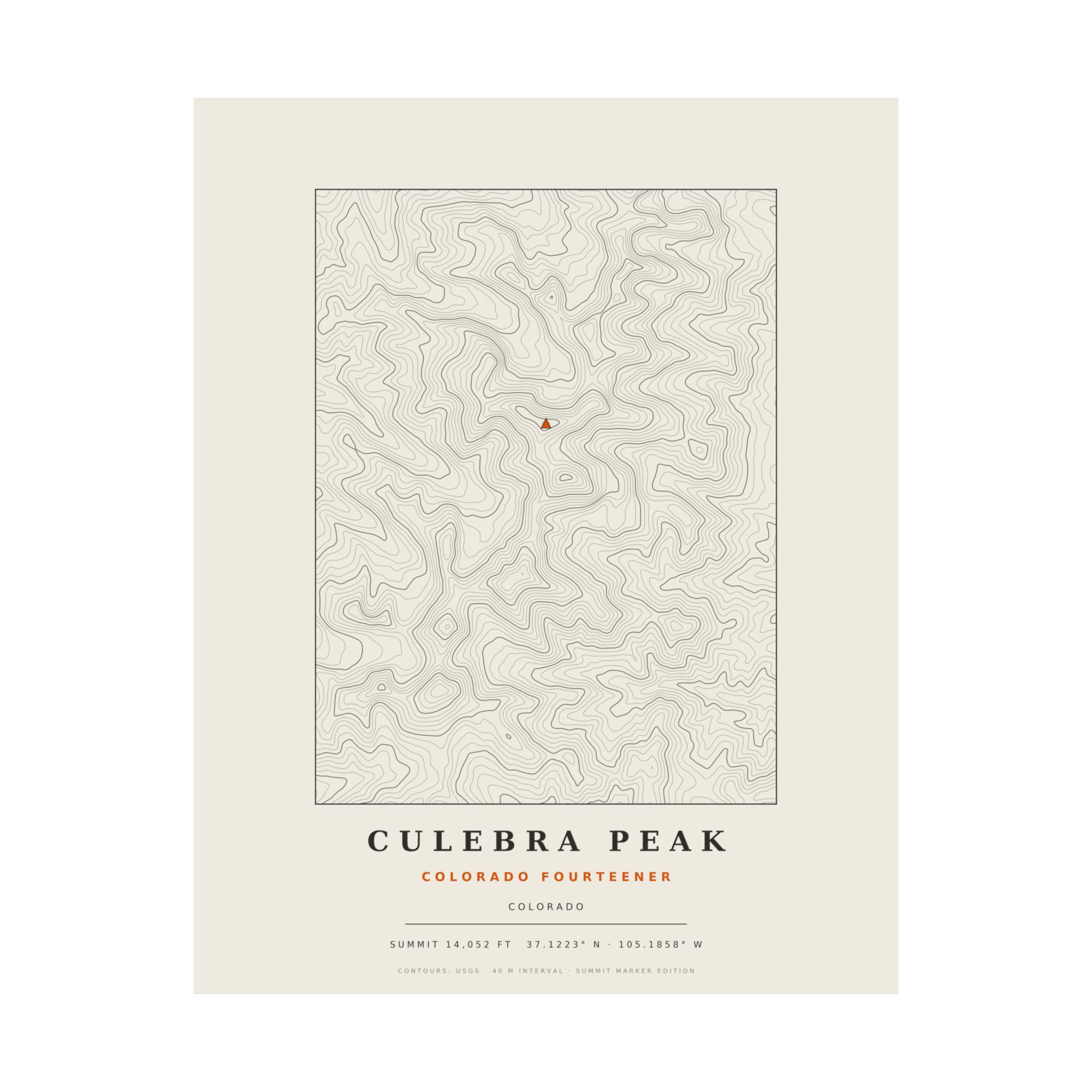 Culebra Peak topographic print