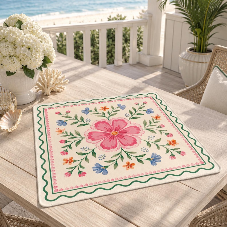 Pink Floral Mahjong Mat