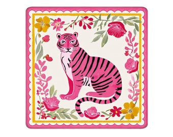 Watercolor Pastel Pink and Green Summer Floral Tiger Mahjong Mat