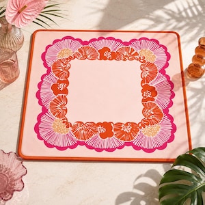 pink floral mahjong mat