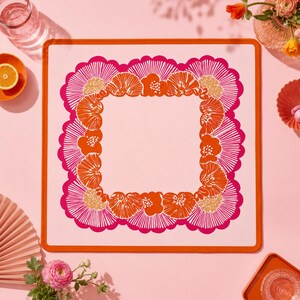 pink floral mahjong mat