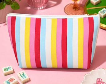 Colorful Pink Striped Mahjong Tile Bag