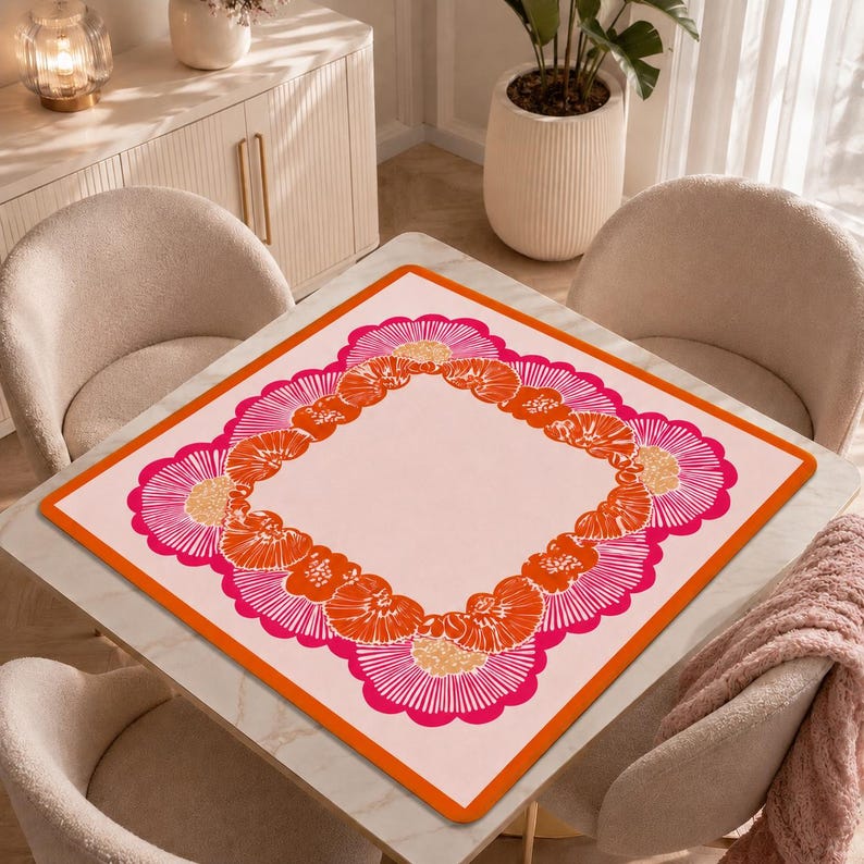 pink floral mahjong mat