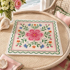 Pink Floral Mahjong Mat