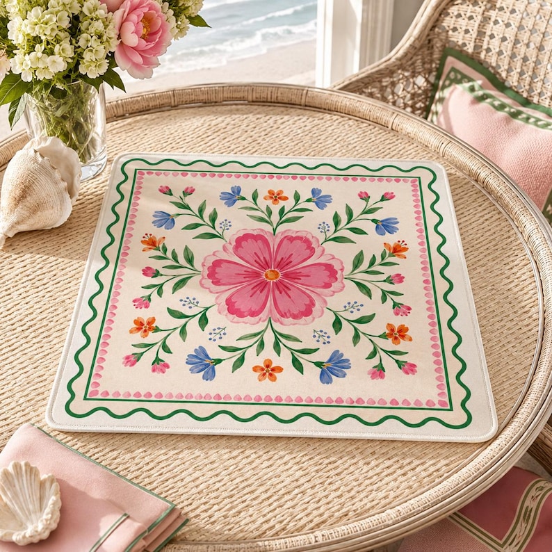Pink Floral Mahjong Mat