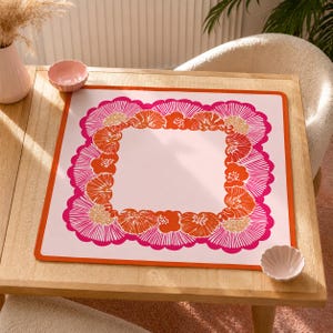 pink floral mahjong mat