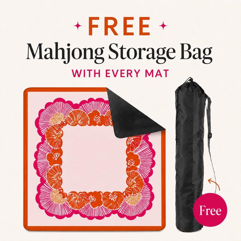pink floral mahjong mat