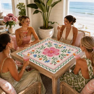 Pink Floral Mahjong Mat