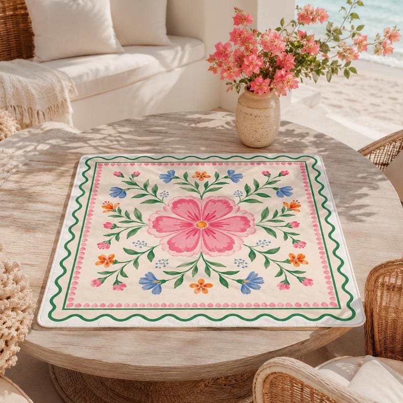 Pink Floral Mahjong Mat