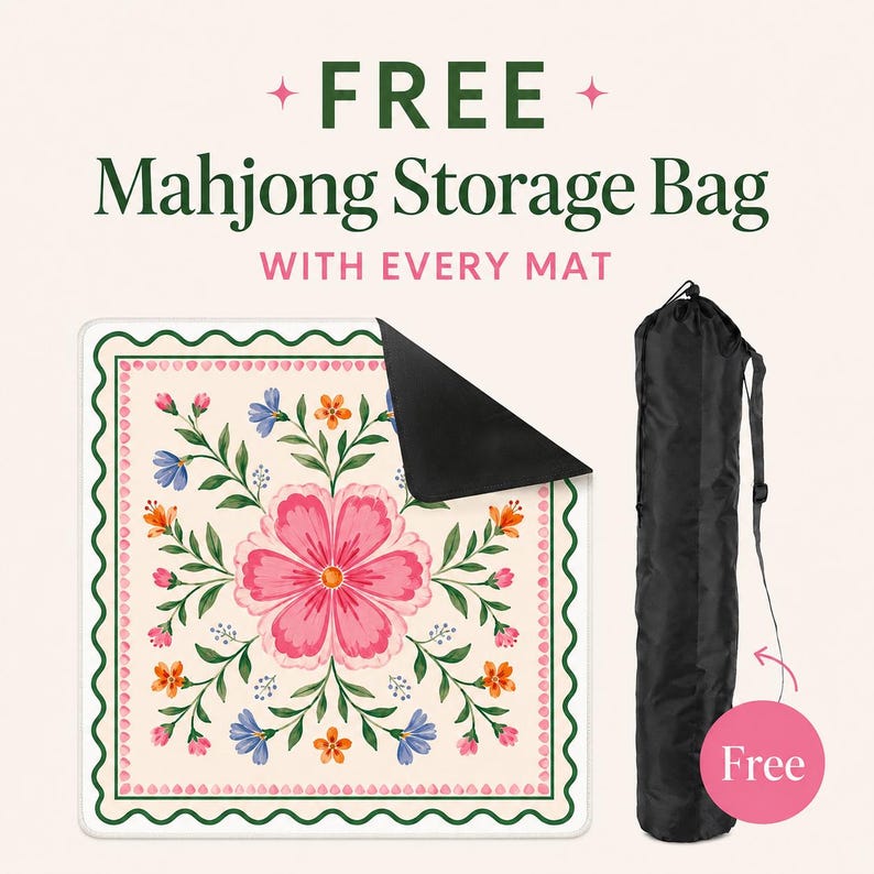 Pink Floral Mahjong Mat