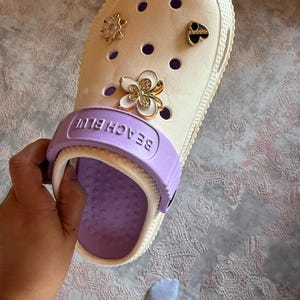 Women's Beige Platform Garden Clogs, Floral Lightweight EVA Sandals, Waterproof Slip-On Summer Shoes