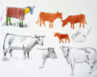 Cows...lots and lots of cows...Original Illustration by Cathy Johnson
