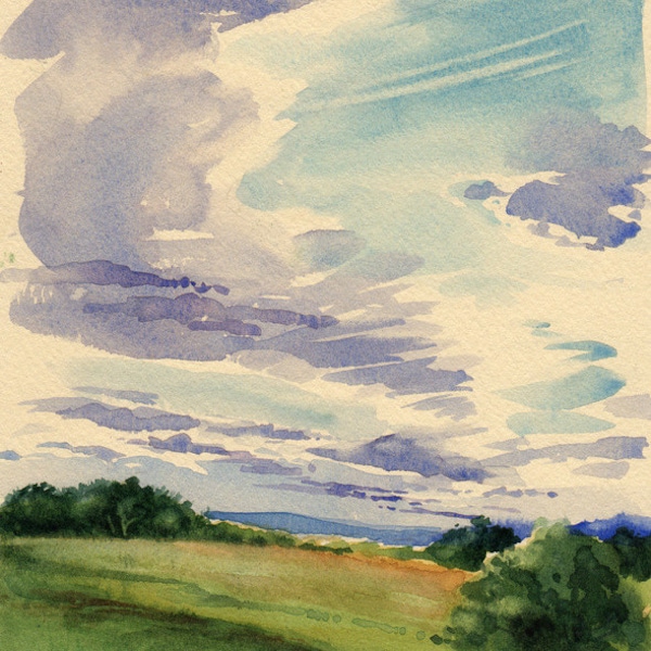 Late Afternoon Clouds -Print of original watercolor