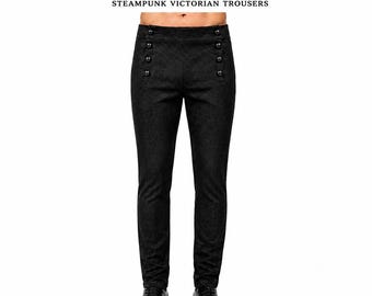 Men’s Gothic Alastor Brocade Dress Pants Steampunk Victorian Trousers