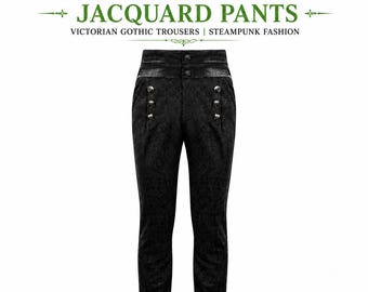 Pantalones de jacquard góticos aristocráticos para hombre, estilo victoriano gótico, moda steampunk.