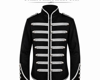 Black Military Drummer Jacket Gothic Punk Parade Coat