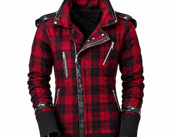 Giacca Gothic Z nera e rossa, giacca invernale punk