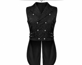Giacca da uomo nera in stile gotico vittoriano, frac steampunk aristocratico
