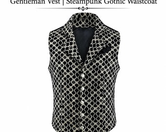 Gilet da uomo vittoriano dorato fatto a mano, stile steampunk gotico.