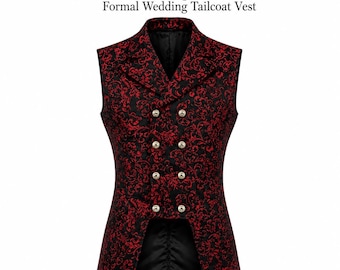 Gilet da uomo in broccato rosso stile Governor: gilet in stile frac gotico steampunk