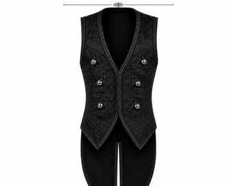 Chaleco de frac gótico de brocado para hombre, chaleco de terciopelo damasco negro, chaqueta de boda estilo victoriano steampunk.