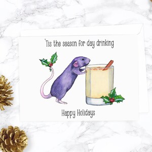 Rat Christmas Card Funny Christmas Card Funny Christmas Card Set Holiday Card Set Funny Holiday Card Eggnog Christmas Card