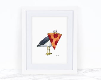 Seagull Wall Decor, Beach Decor, Kitchen Wall Art, Coastal Wall Art, Kitchen Art Print, Funny Kitchen Print, Whimsical Art Print Watercolor