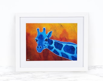 キリンの水彩画 - 気まぐれな動物の絵画、キリンの壁アート - Etsy 日本