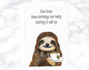 Tarjeta de cumpleaños divertida del perezoso, cumpleaños divertido del novio tarjeta de cumpleaños del animal papá tarjeta de cumpleaños linda amigo, tarjeta de cumpleaños grosera