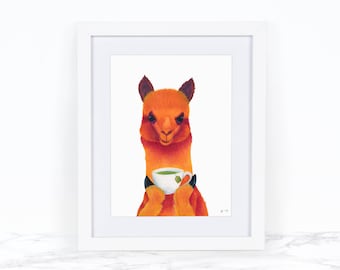 Watercolor Llama Print, Llama Gifts, Llama Decor, whimsical Animal Art Print, Watercolor Painting, Alpaca Print, Whimsical Art Print