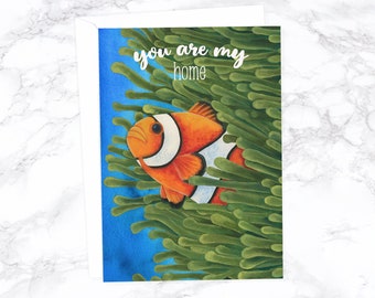 Watercolor Clownfish Anniversary Card, Romantic Card, Love Card For Husband Birthday, Card For Girlfriend, Card For Wife