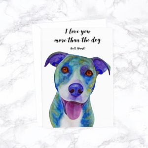 Lustige Valentinstag-Karte, lustige Jahrestags-Karte, ich liebe dich Karten, lustige Liebeskarten, lustige Hund Geburtstagskarte lustig, blaue Pitbull-Karte