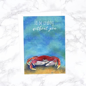 Cartão de dia dos namorados caranguejo aquarela, cartão de aniversário, cartão romântico, cartão de amor para aniversário do marido, cartão para namorada, cartão para esposa