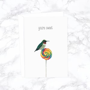 Aquarel Kolibrie Verjaardagskaart, Romantische Kaart, Liefdeskaart voor Man Verjaardag, Kaart Voor Vriendin, Kaart Voor Vrouw